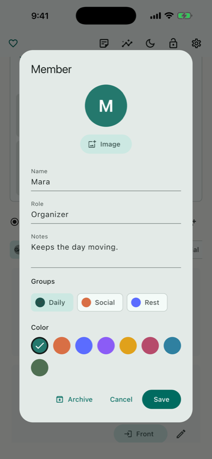 Member profile editing in All Of Me